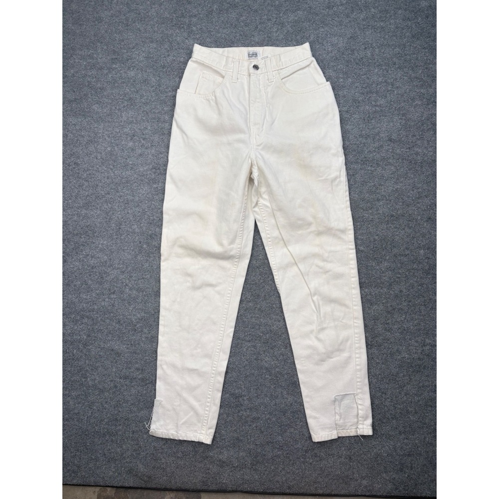 Sostanza Vintage High Waisted Mom Jeans White Cotton Tapered Leg Size 3/4 24x30
